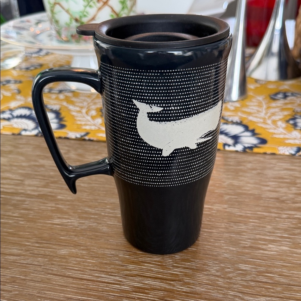 J. Crew Navy Blue Mug with Cream Whale Design